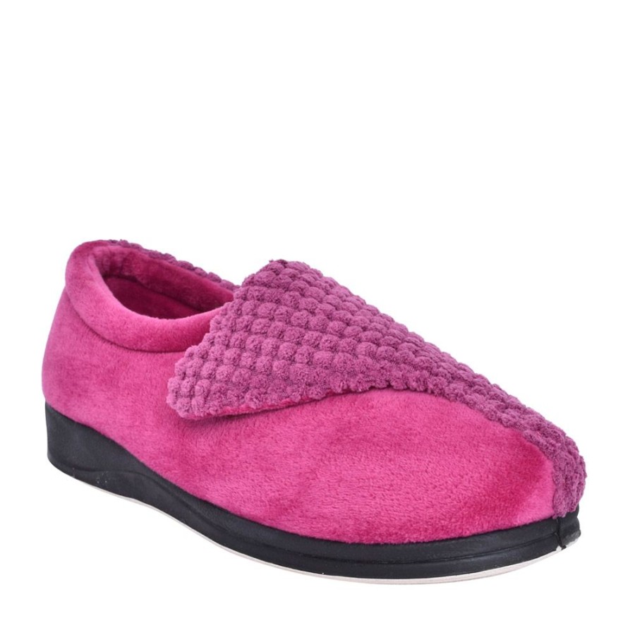 Ladies PADDERS | Ladies 424N Hug Wide Fit Slipper In Pink