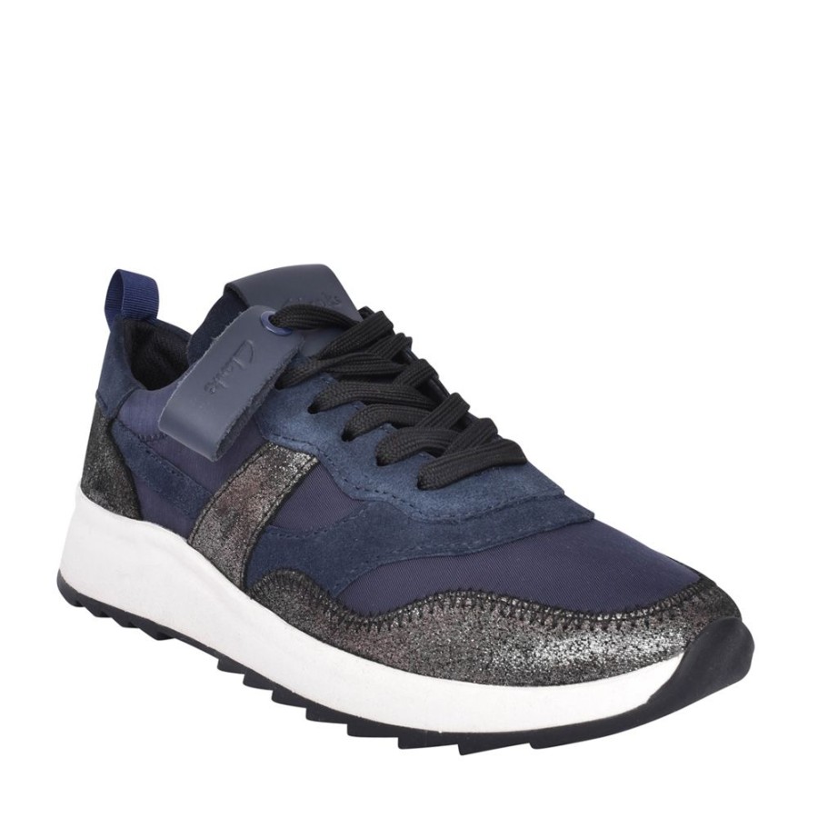 Ladies CLARKS | Ladies Dashlite Jazz Combi D-Fit Laced Trainer In Navy