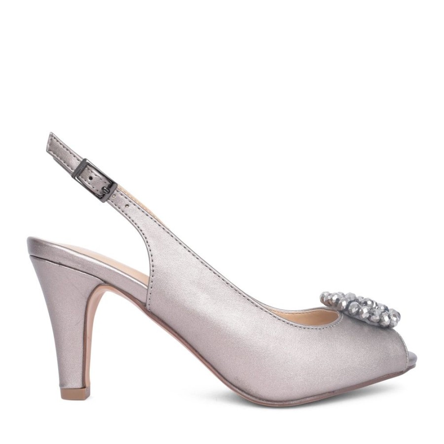 Ladies LOTUS | Ladies Elodie Uls042 Peep Toe Court Shoe In Pewter