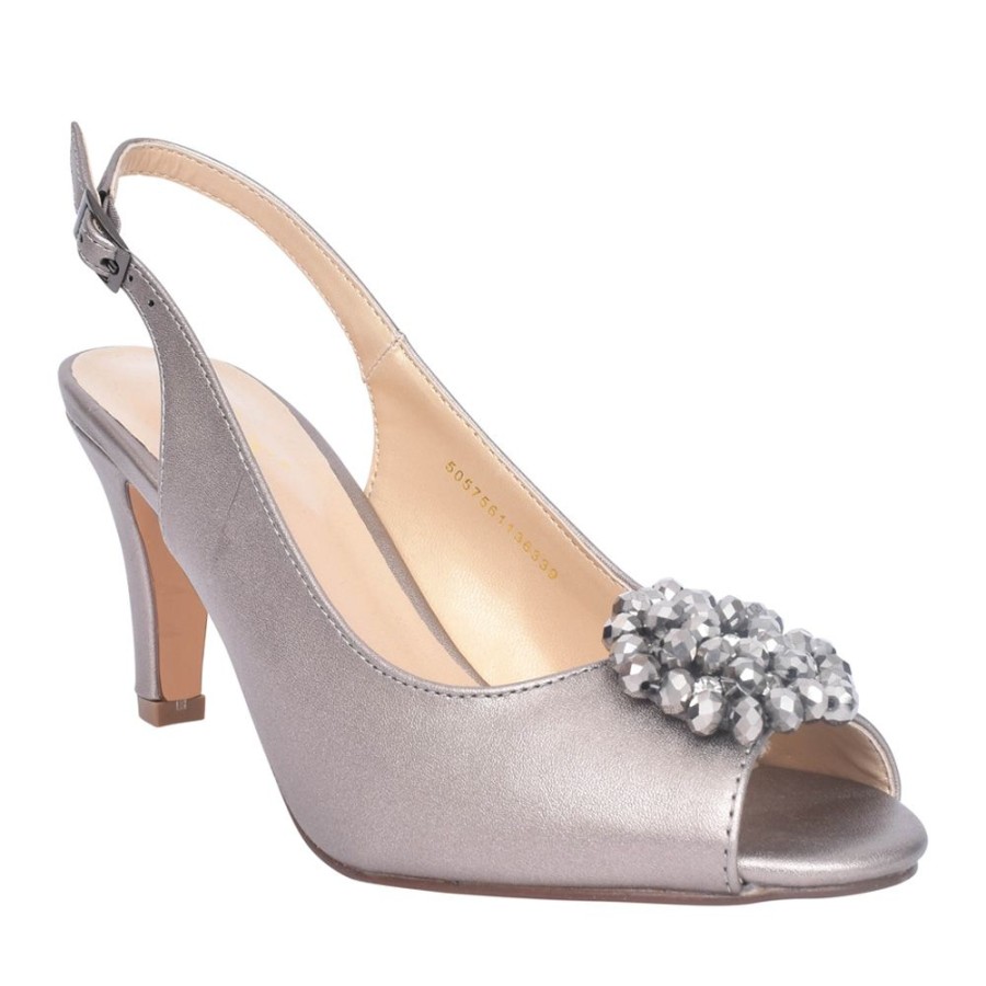 Ladies LOTUS | Ladies Elodie Uls042 Peep Toe Court Shoe In Pewter