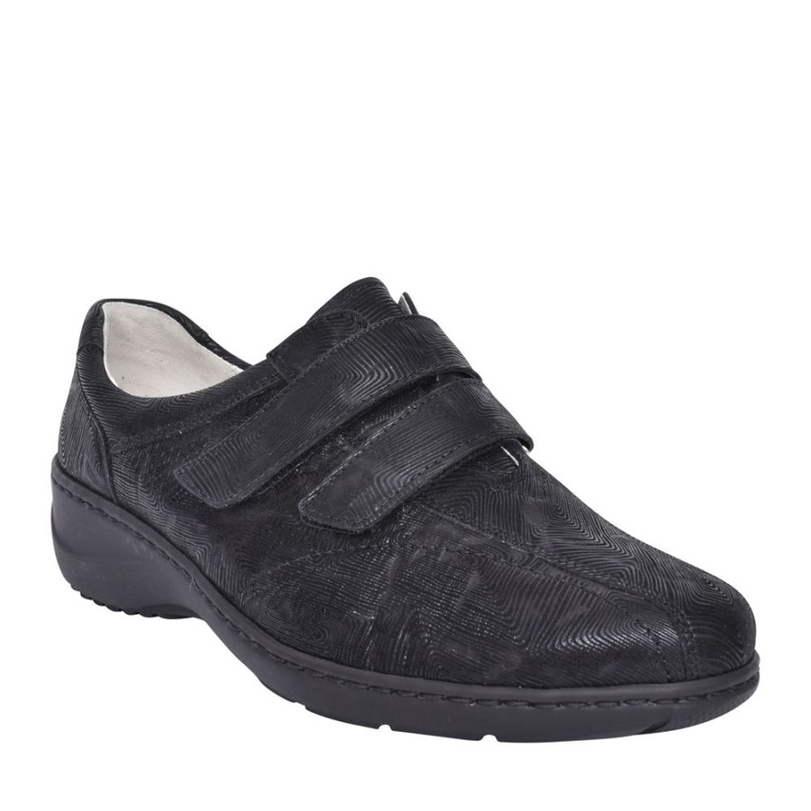 Ladies WALDLAUFER | Black Kya Velcro Shoe In Black