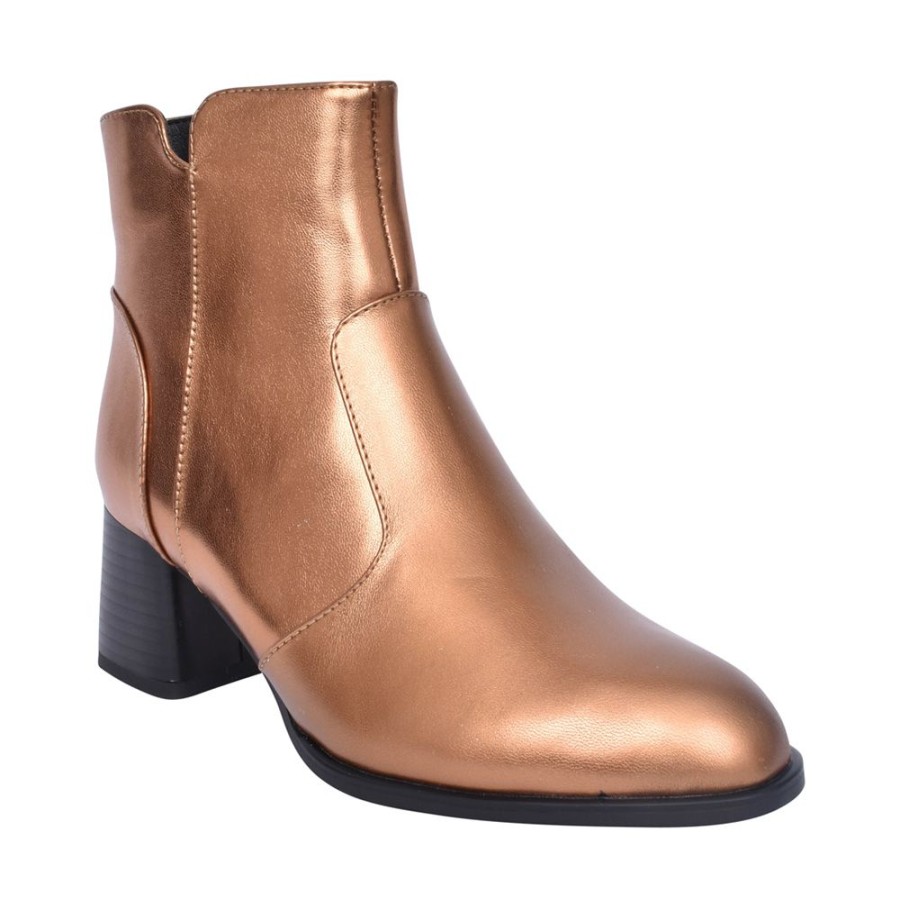 Ladies DANCING MATILDA | Ladies Acrobat 006 Block Heel Ankle Boot In Bronze