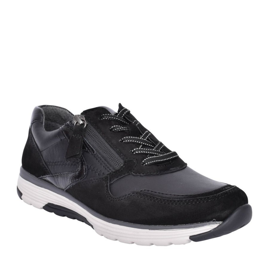 Ladies GABOR | Ladieshaley 96.978 Laced Trainer In Black
