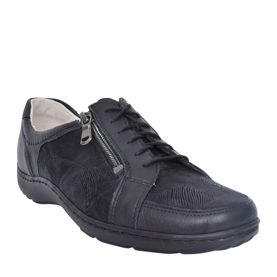 Ladies WALDLAUFER | Ladies 496042 Black Henni Laced Shoe In Black