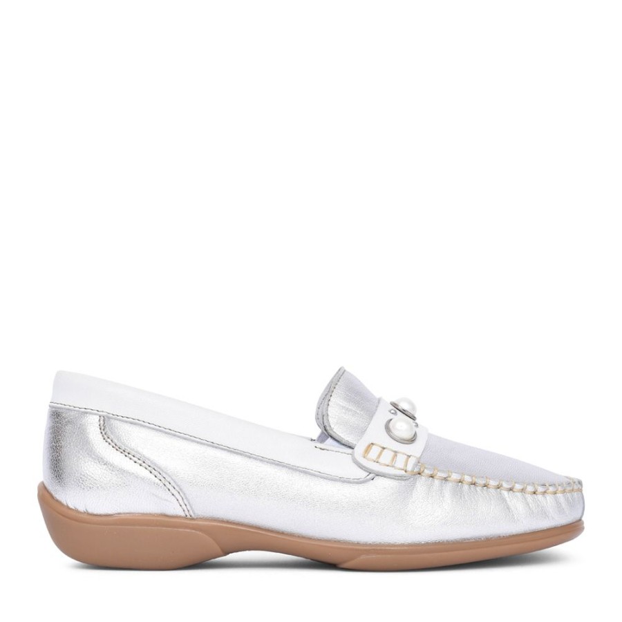 Ladies PIERO MASETTI | Ladies Bella Slip On Loafer In Silver