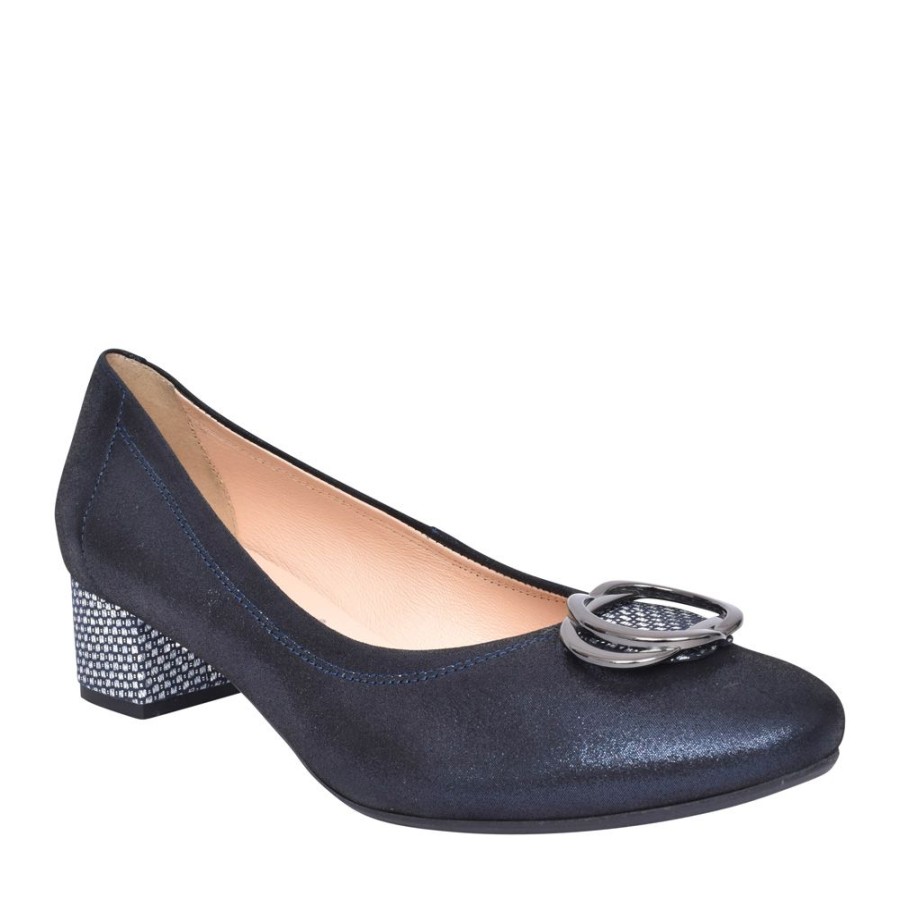 Ladies BIOECO | Ladies 6415 Low Heel Court Shoe In Navy Multi
