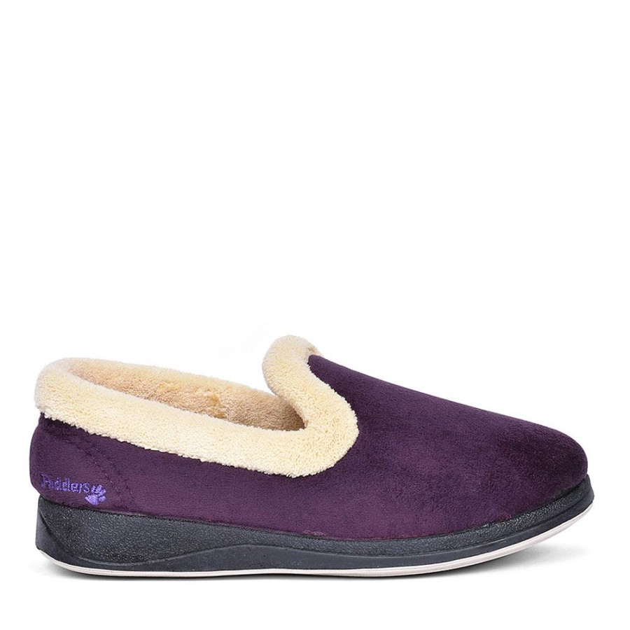 Ladies PADDERS | Fur Trim Full Slipper For Ladies In Purple