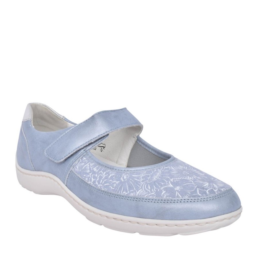 Ladies WALDLAUFER | Ladies 496H33 Sky Blue Henni Velcro Shoe In Sky Blue
