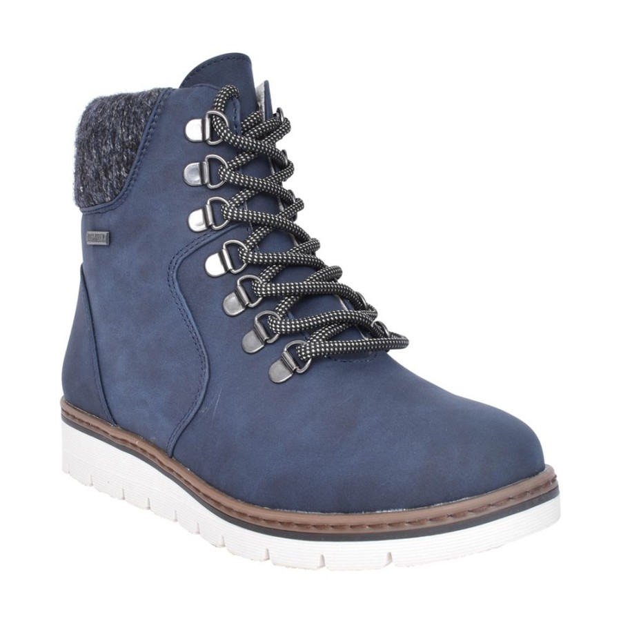 Ladies LUNAR | Ladies Wolfsburg Glb112 Laced Ankle Boot In Navy