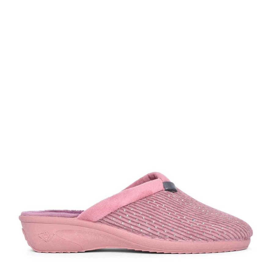Ladies LUNAR | Ladies Nora Kla156 Wedge Mule Slipper In Pink