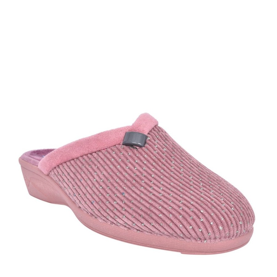Ladies LUNAR | Ladies Nora Kla156 Wedge Mule Slipper In Pink