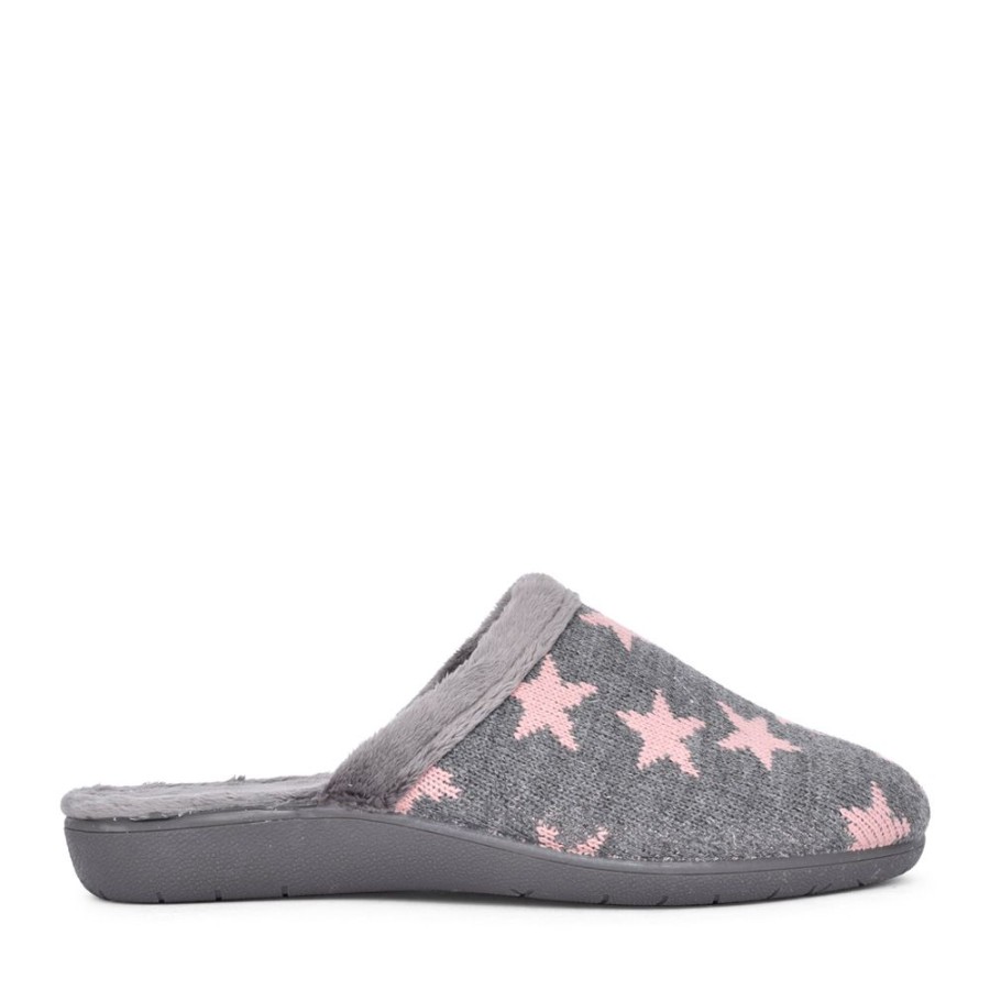 Ladies LUNAR | Ladies Angelic Klz060 Mule Slipper In Dark Grey