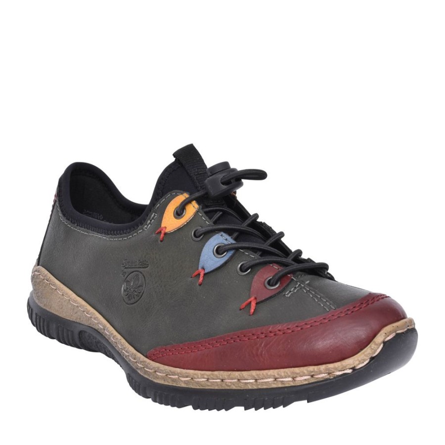 Ladies RIEKER | Ladies N3271 Laced Shoe In Green