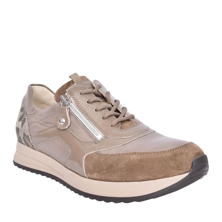 Ladies WALDLAUFER | 752004 Vicky Laced Trainer In Taupe