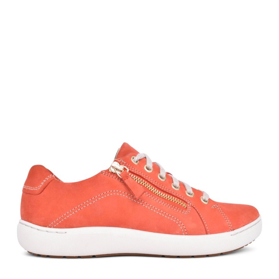 Ladies CLARKS | Ladies Nalle Lace Nubuck D-Fit Laced Trainer In Orange