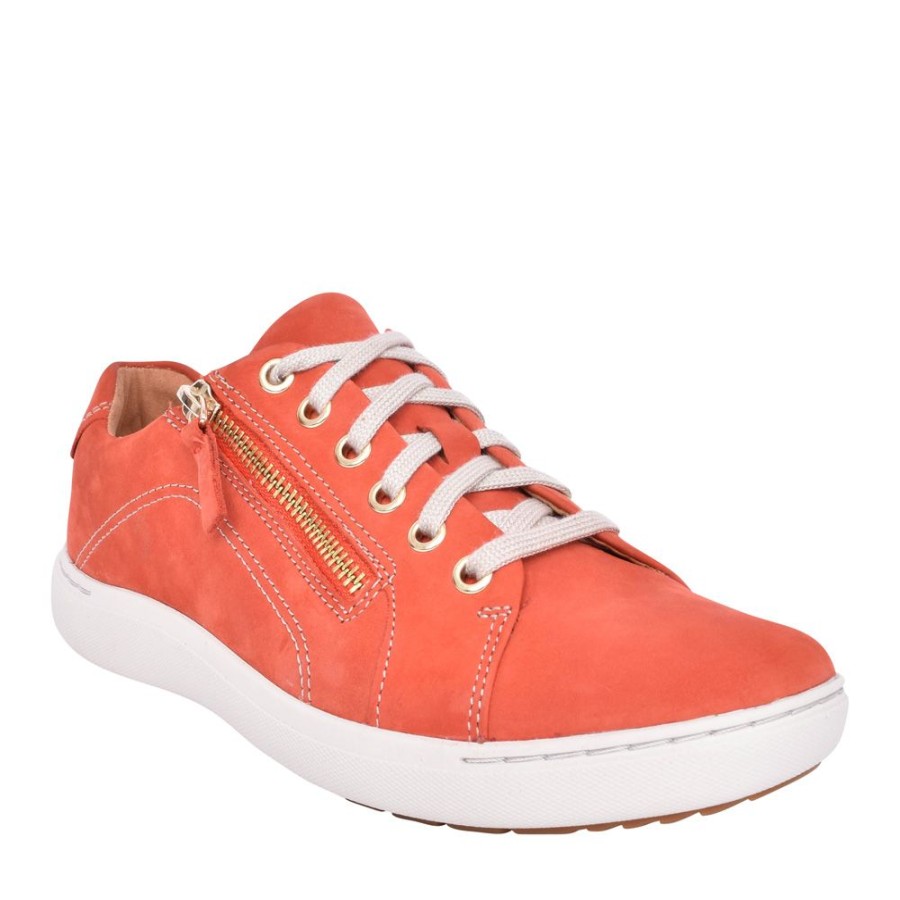Ladies CLARKS | Ladies Nalle Lace Nubuck D-Fit Laced Trainer In Orange