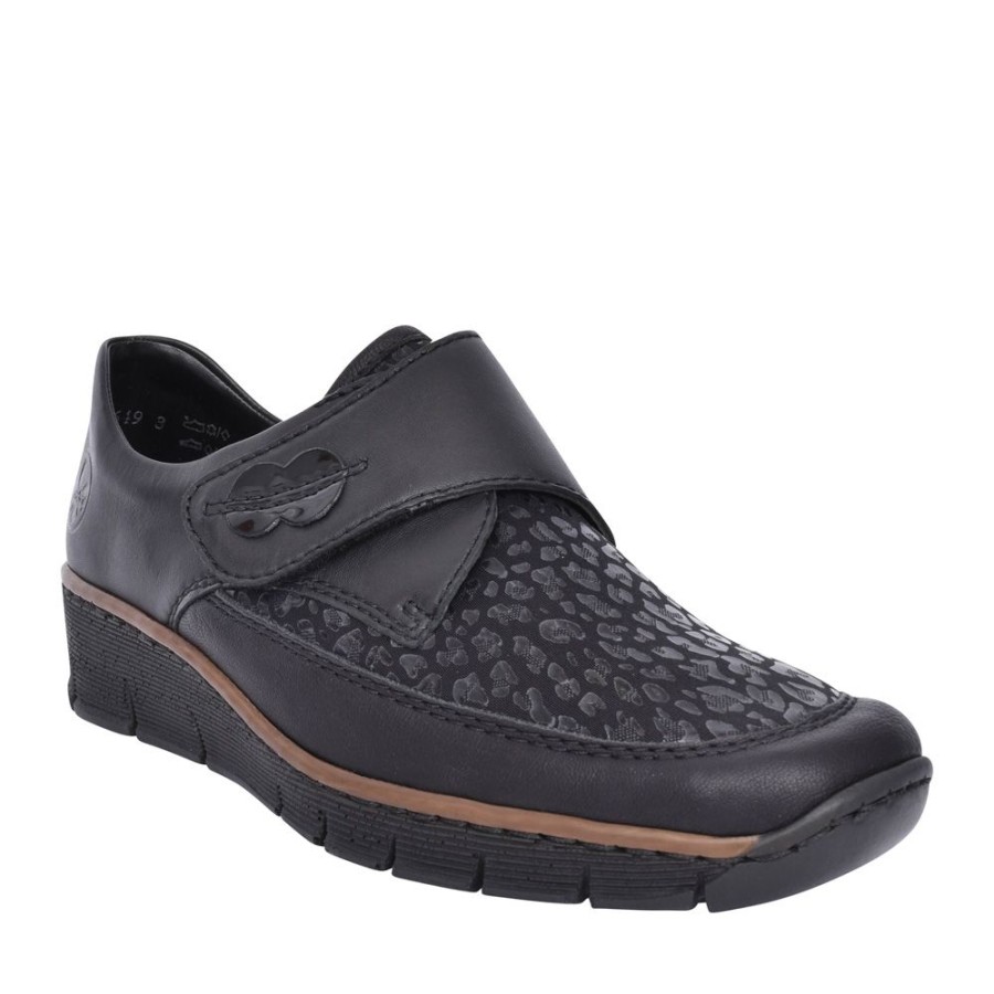 Ladies RIEKER | Ladies 537C0 Wedge Shoe In Black