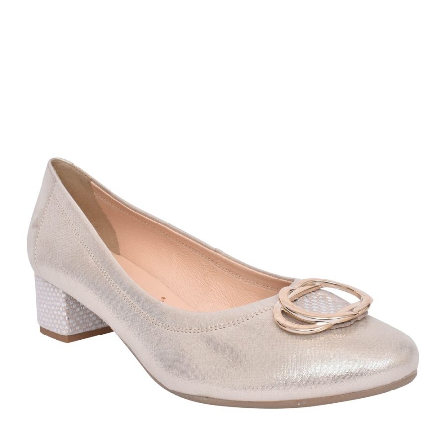 Ladies BIOECO | Ladies 6415 Low Heel Court Shoe In Gold
