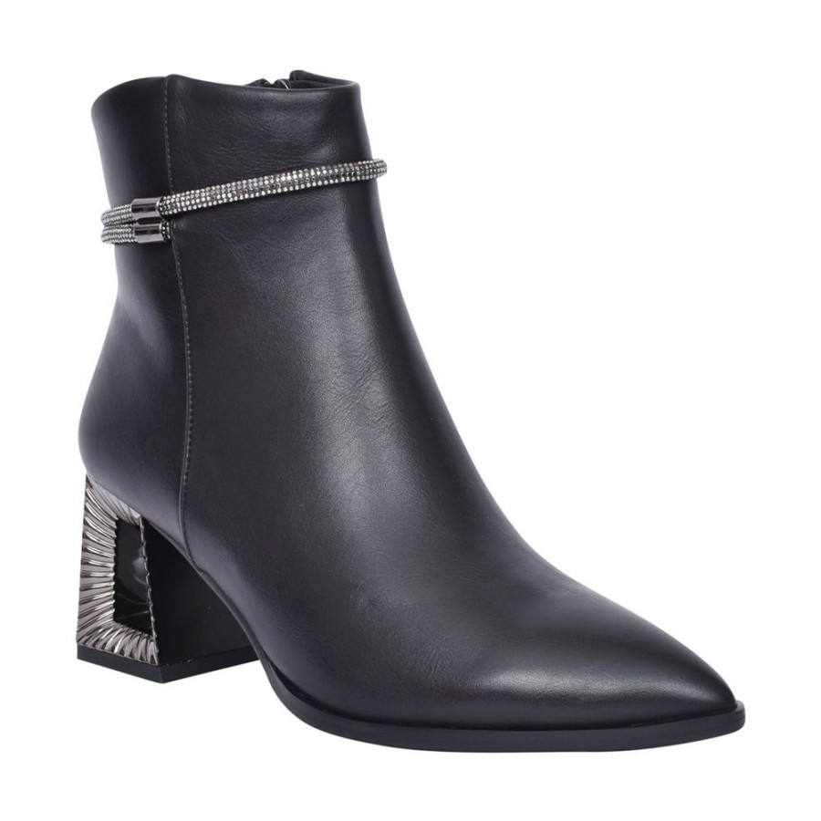 Ladies REDZ | Ladies D4092 Block Heel Ankle Boot In Black