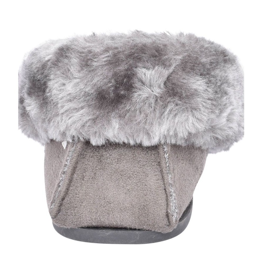Ladies ELLA | Ladies Sammy Fur Lined Moccasin Slipper In Grey
