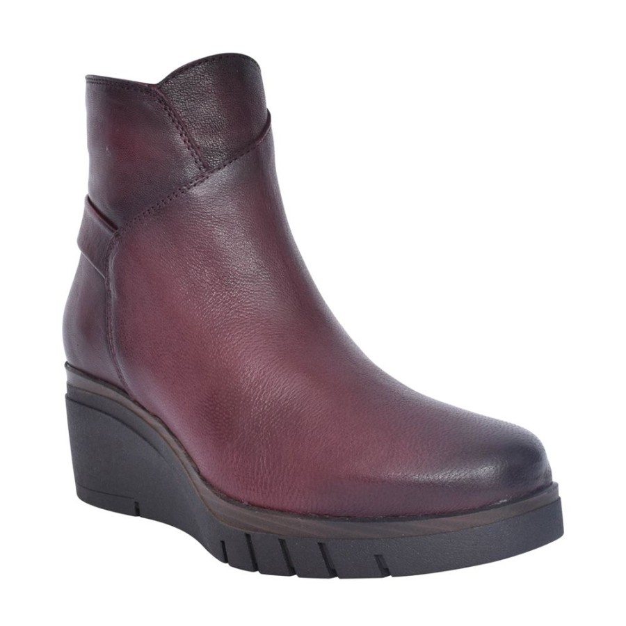 Ladies PAULA URBAN | Ladies 10-1142 Wedge Heel Ankle Boot In Burgandy