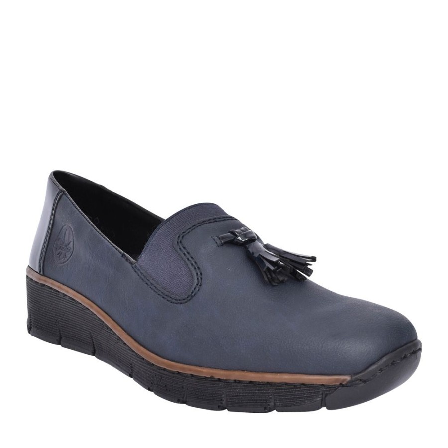 Ladies RIEKER | Ladies 53751 Wedge Shoe In Navy