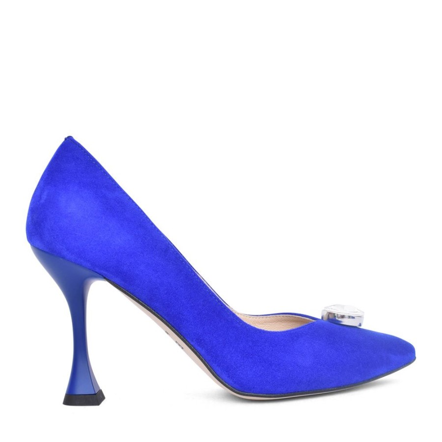 Ladies EMIS | Ladies Z7975 High Heel Suede Court Shoe In Cobalt