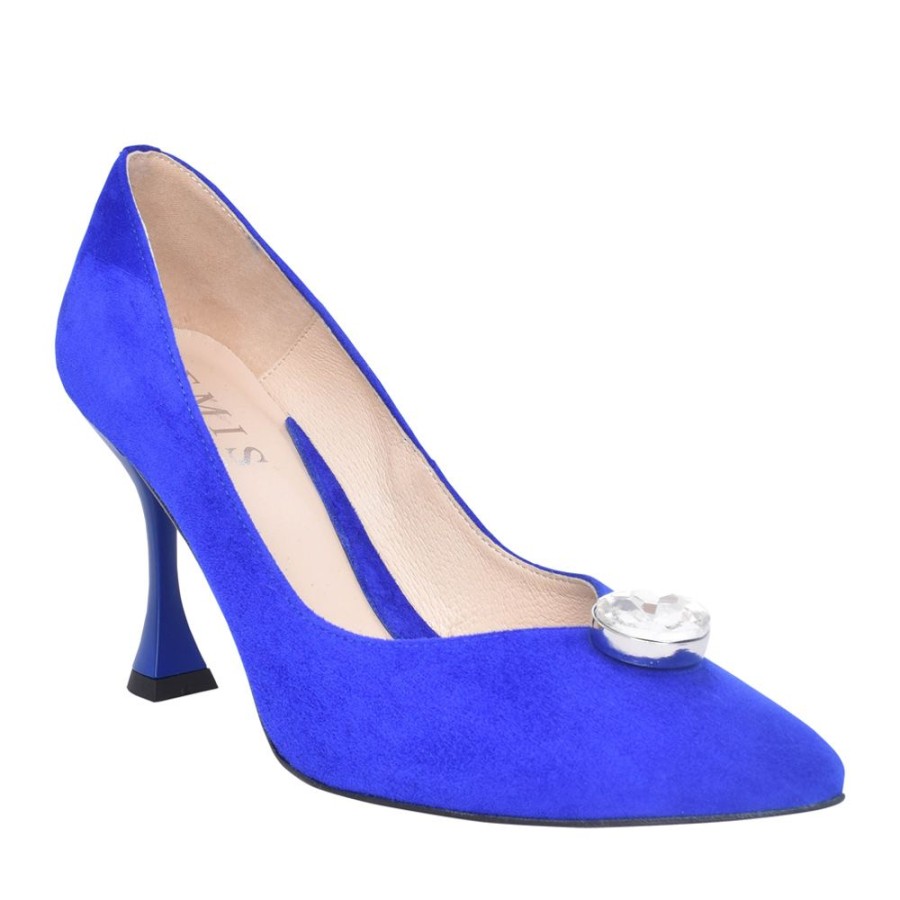 Ladies EMIS | Ladies Z7975 High Heel Suede Court Shoe In Cobalt