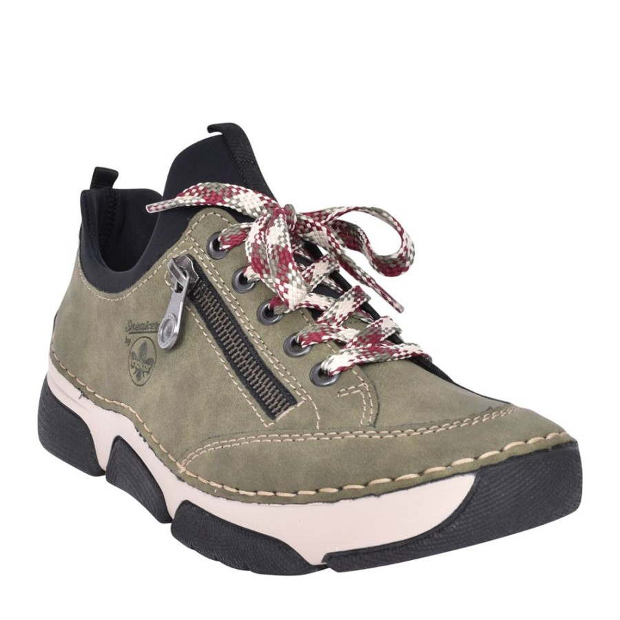 Ladies RIEKER | Ladies 45973 Sock Trainer In Green
