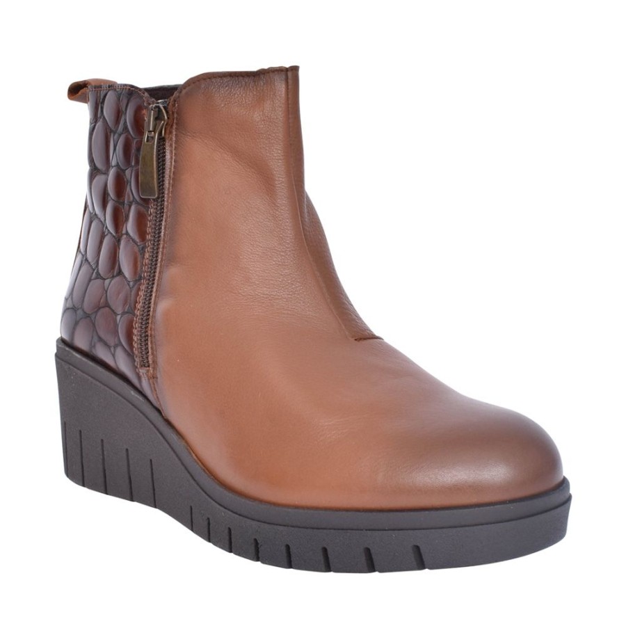 Ladies VALERIA'S | Ladies 9613 Wedge Heel Ankle Boot In Tan
