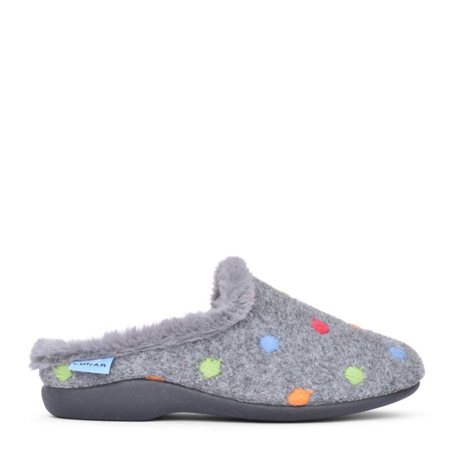 Ladies LUNAR | Ladies Bernice Kln171 Mule Slipper In Grey