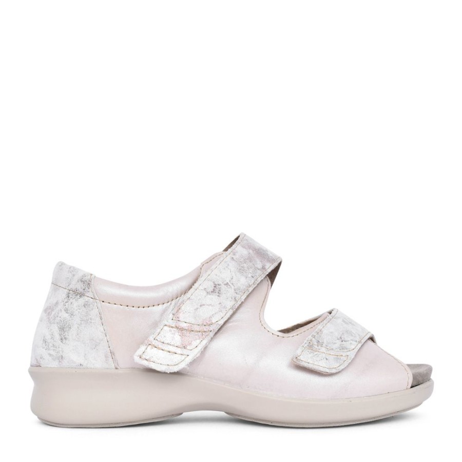 Ladies EASY B | Ladies Surf 2V Wide Fit Open-Toe Velcro Shoe In Beige