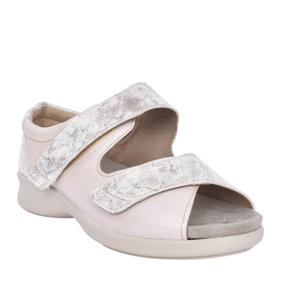 Ladies EASY B | Ladies Surf 2V Wide Fit Open-Toe Velcro Shoe In Beige