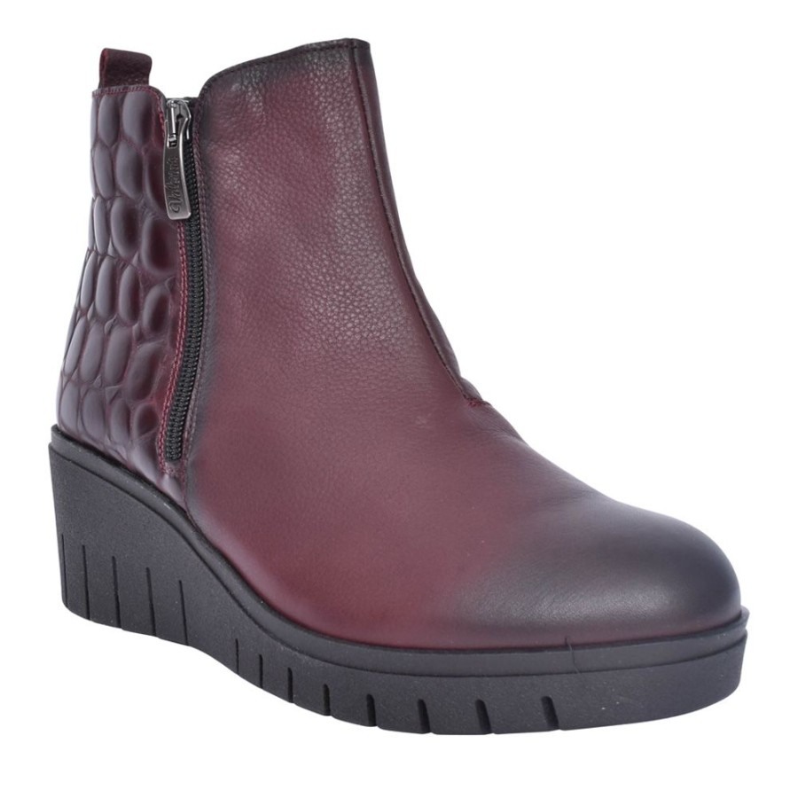 Ladies VALERIA'S | Ladies 9613 Wedge Heel Ankle Boot In Wine
