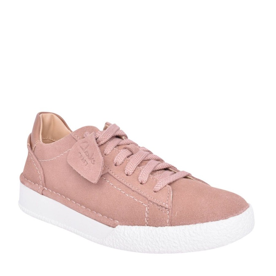 Ladies CLARKS | Ladies Craft Cup Suede D-Fit Trainer In Rose