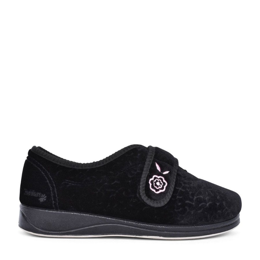 Ladies PADDERS | Camilla Flower Slipper For Ladies In Black