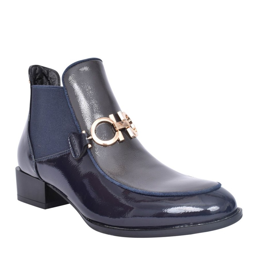 Ladies PATRIZIO COMO | Ladies Aubonne Low Heel Ankle Boot In Dark Blue