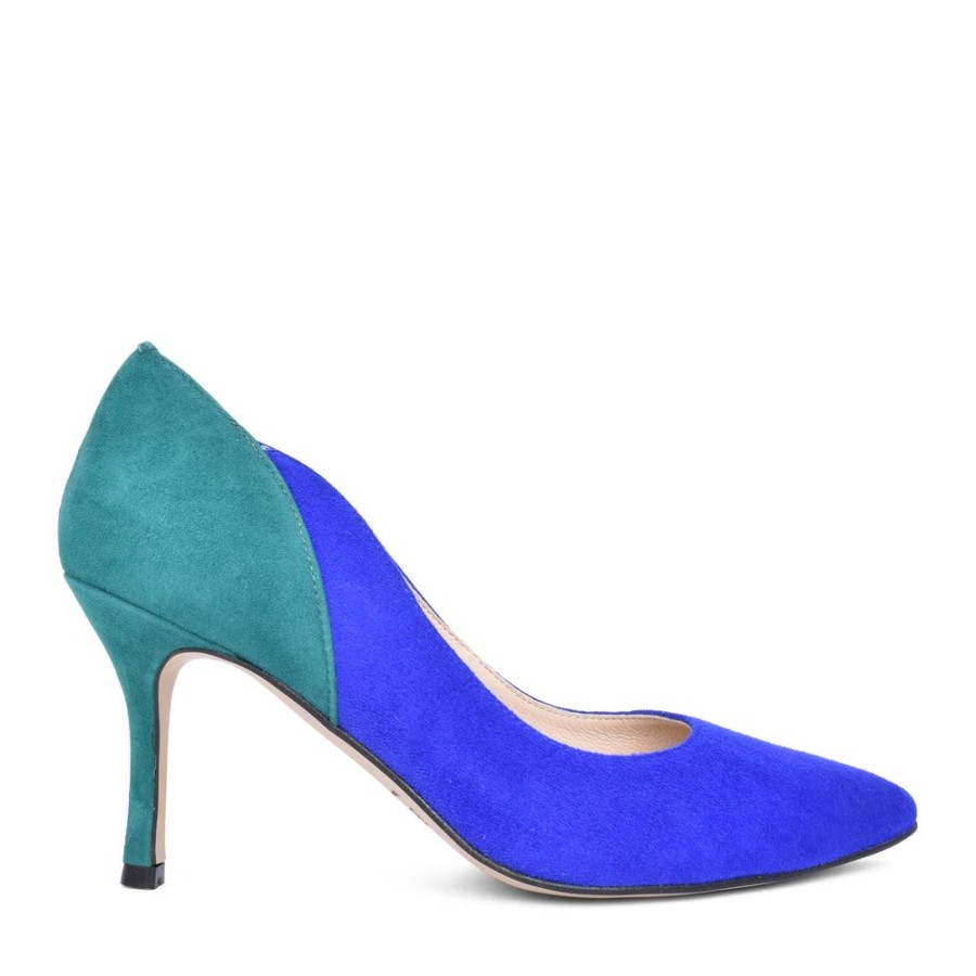 Ladies EMIS | Ladies Z7997 High Heel Suede Court Shoe In Cobalt