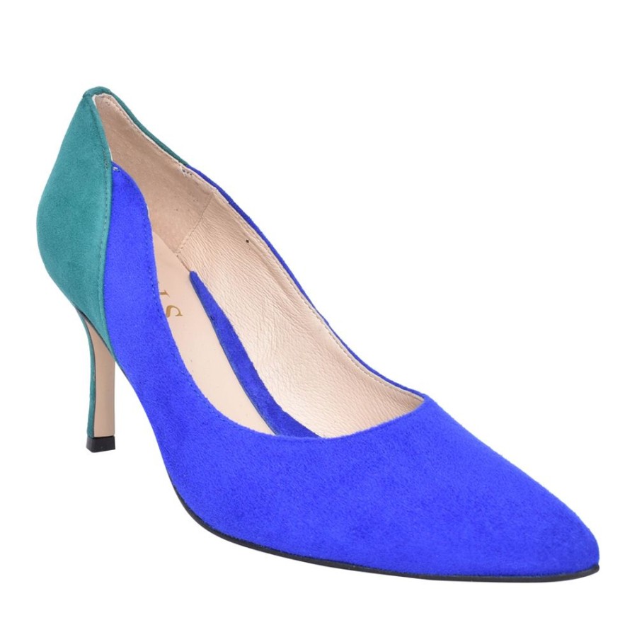 Ladies EMIS | Ladies Z7997 High Heel Suede Court Shoe In Cobalt