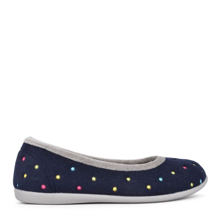 Ladies PADDERS | Ladies Ballerina 4025 Wide Fit Slipper In Navy