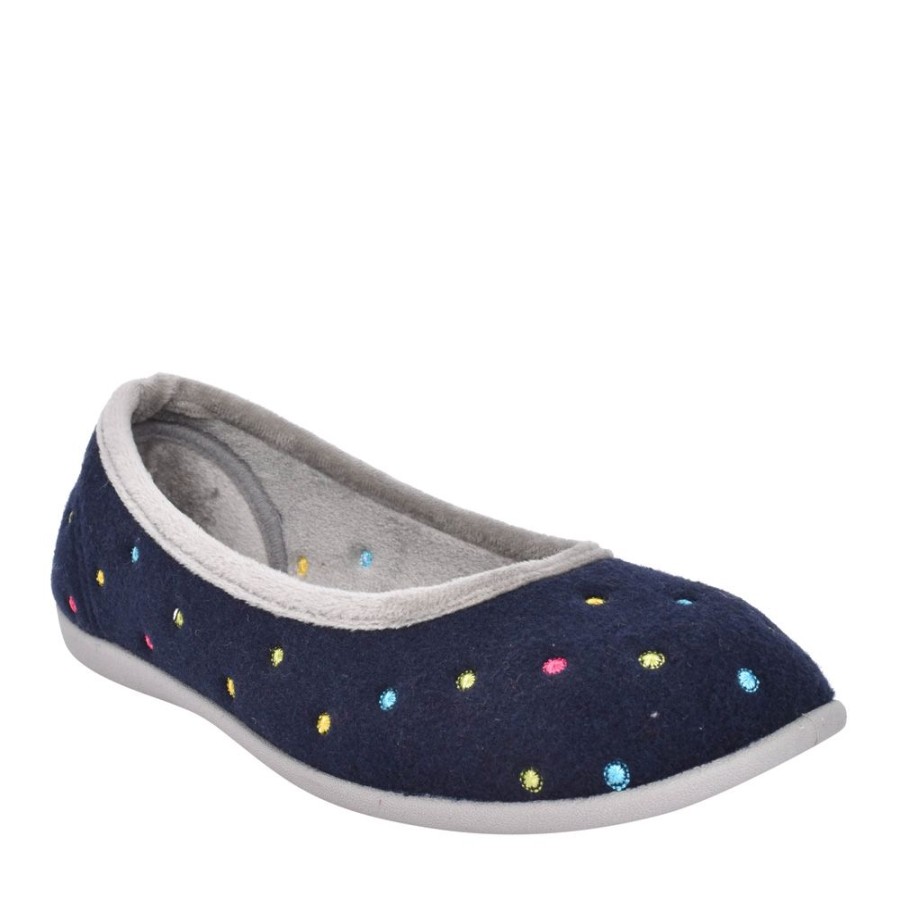 Ladies PADDERS | Ladies Ballerina 4025 Wide Fit Slipper In Navy