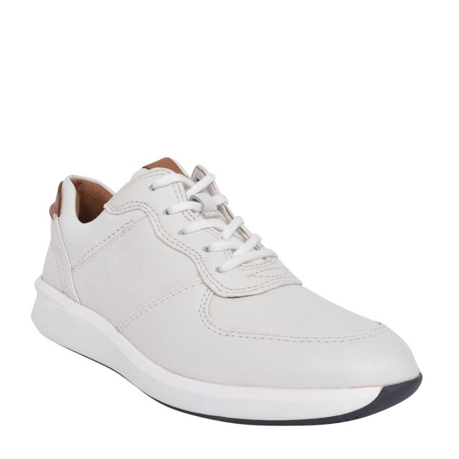 Ladies CLARKS | Ladies Un Rio Sprint Leather D-Fit Trainer In White