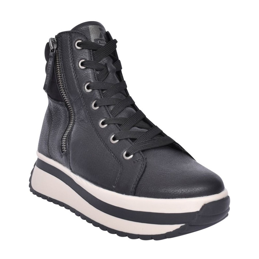 Ladies RIEKER EVOLUTION | Ladies W0962 Laced Ankle Boot In Black