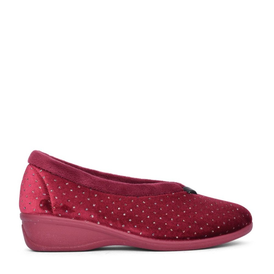 Ladies LOTUS | Ladies Ulh048 Beverley Wedge Slipper In Burgandy