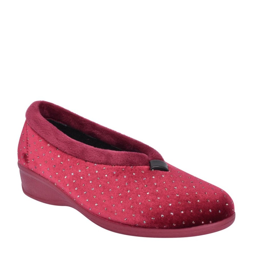 Ladies LOTUS | Ladies Ulh048 Beverley Wedge Slipper In Burgandy