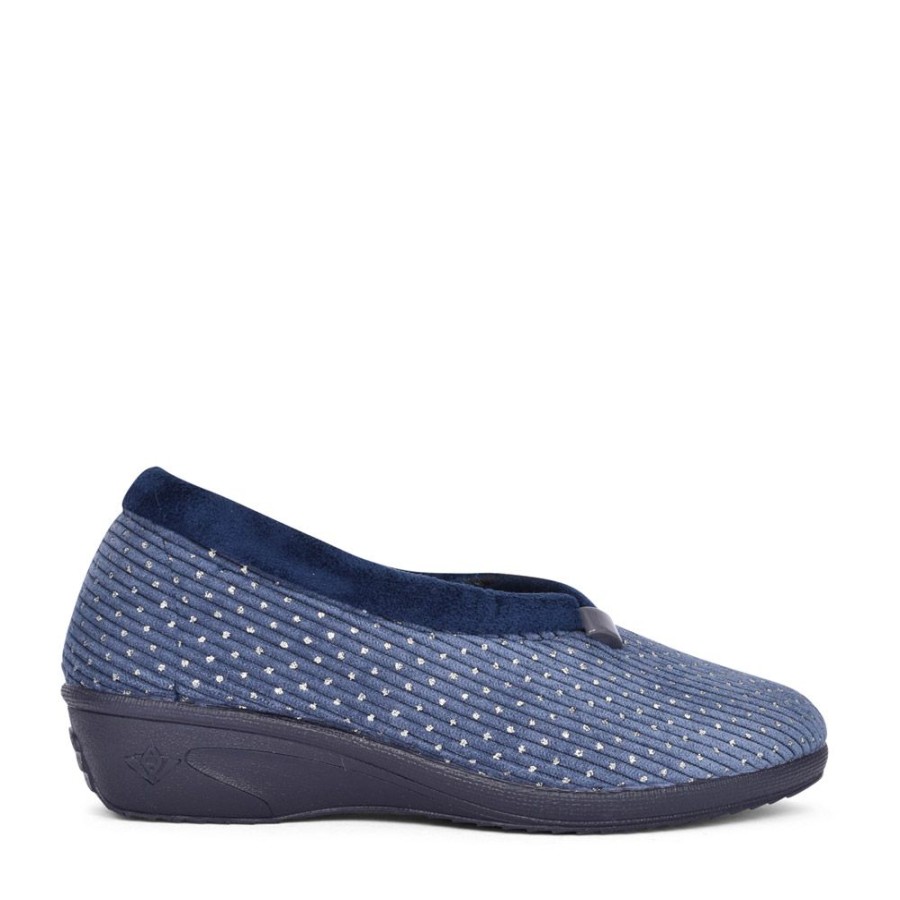 Ladies LUNAR | Ladies Kla155 Wedge Slipper In Blue