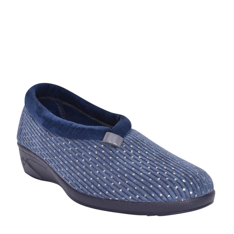 Ladies LUNAR | Ladies Kla155 Wedge Slipper In Blue