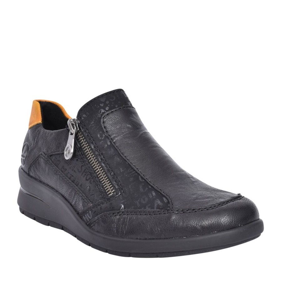 Ladies RIEKER | Ladies L4850 Slip-On Wedge Shoe In Black