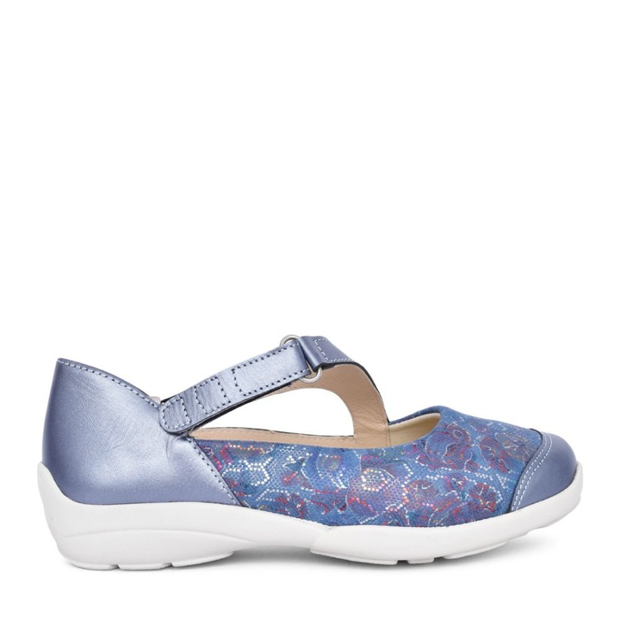 Ladies EASY B | Ladies Gannet 2V Wide Fit Velcro Shoe In Blue