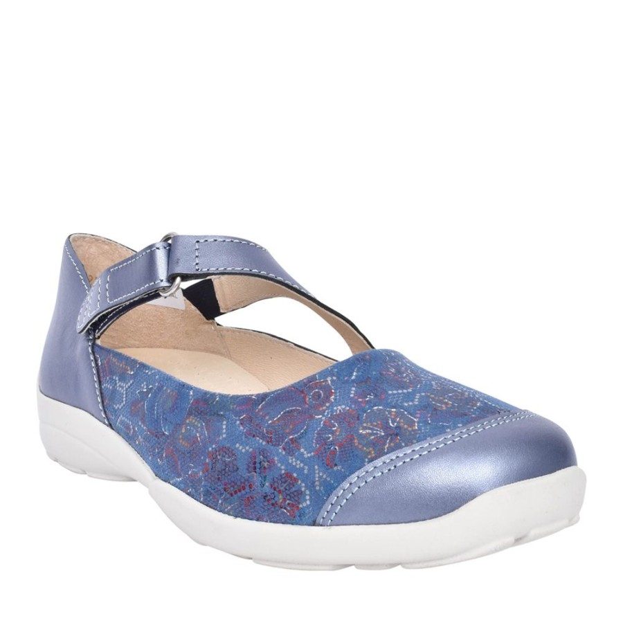 Ladies EASY B | Ladies Gannet 2V Wide Fit Velcro Shoe In Blue